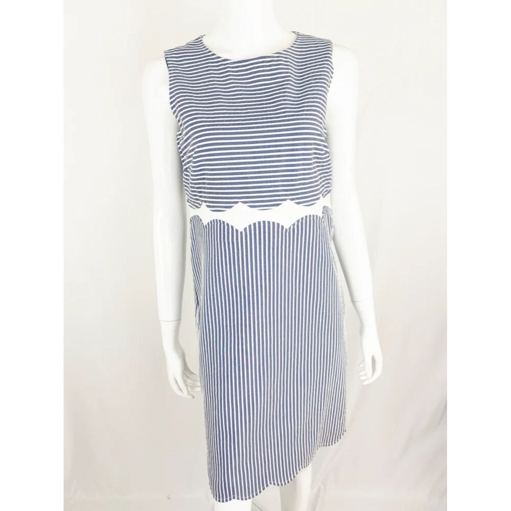 Sara Campbell Navy and White Striped Midi Dress